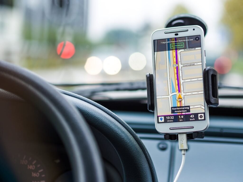navigation-car-drive-road White Android Smartphone Inside Vehicle